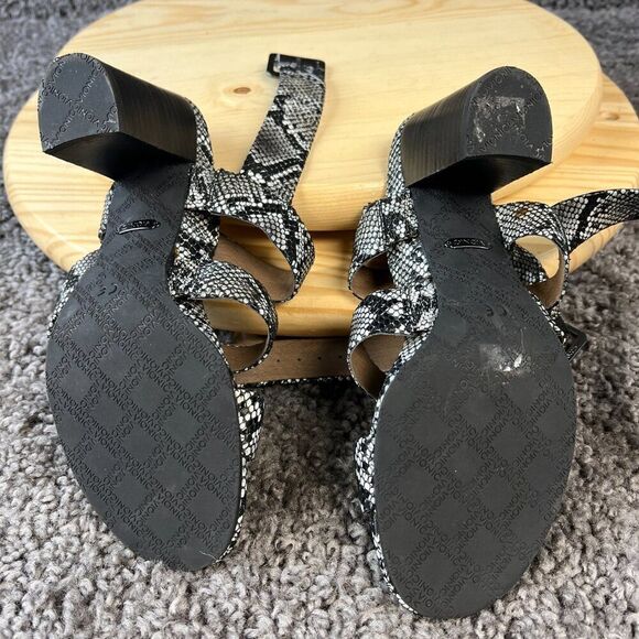 Vionic Blaire Snake Sandals Womens 6.5 Leather Block Heels Silver Black Shoes - Picture 10 of 10